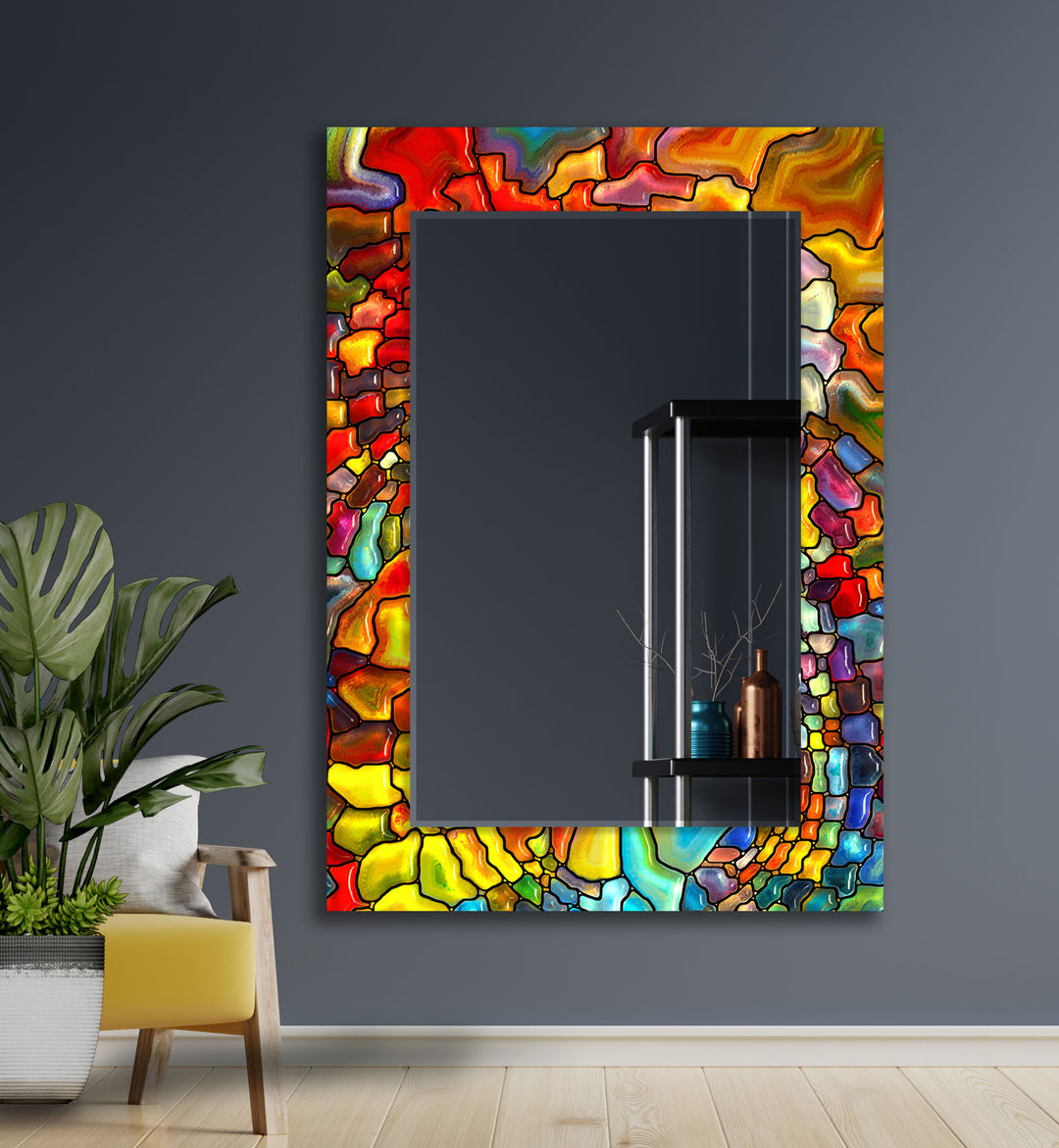 Vivid Colored Stained Wall Mirror Bathroom Wall Mirror
