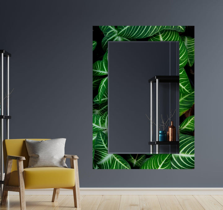 Stained Green Leafs Wall Mirror full body mirror
