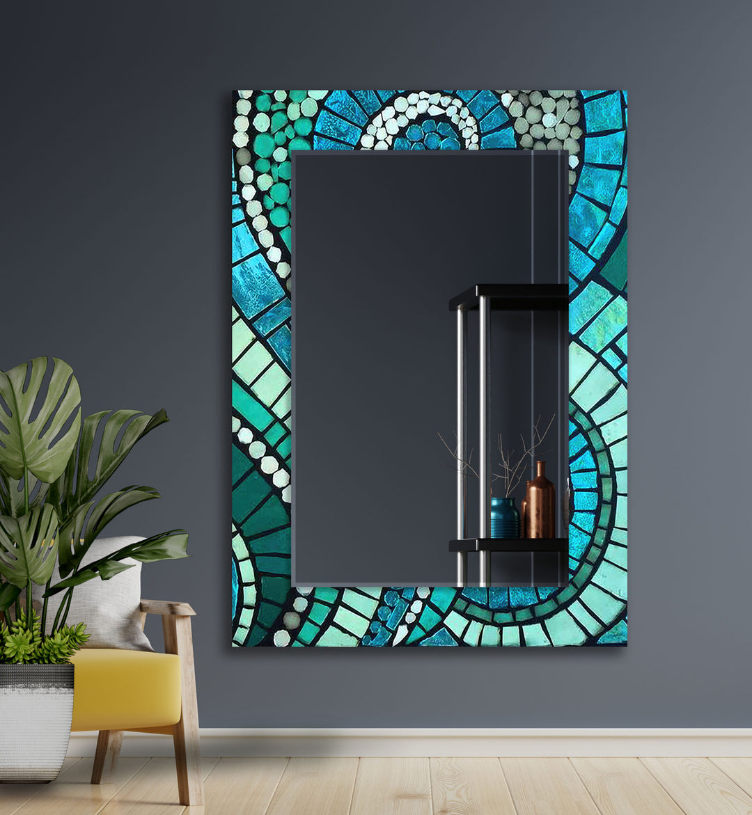 Green & Blue Mosaic Wall Mirror Huge Wall Mirror
