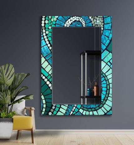 Green & Blue Mosaic Wall Mirror