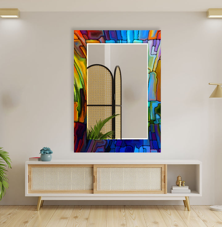 Colored Stained Stones Wall Mirror