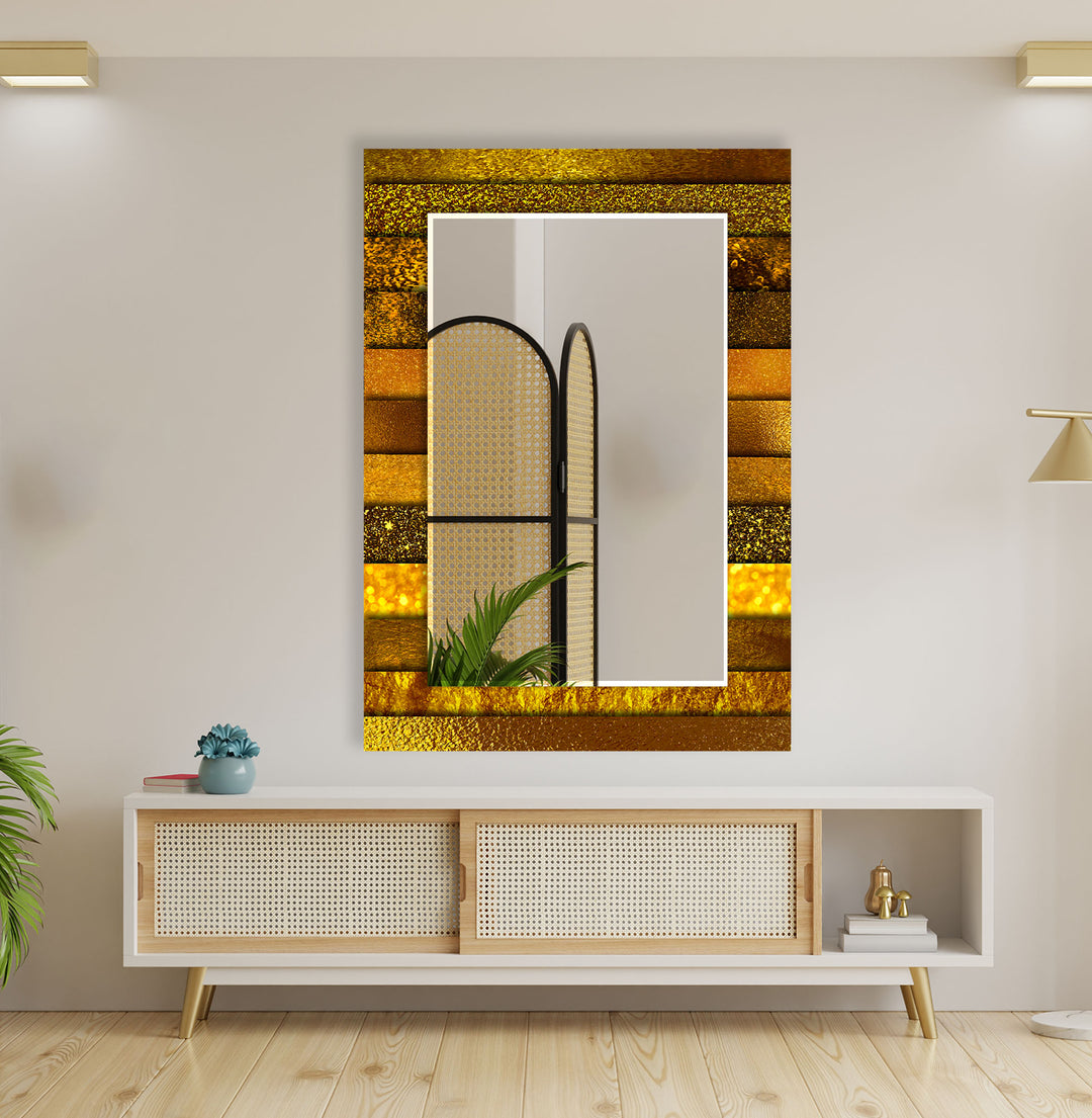 Orange with Golden Details Wall Mirrors Blue Wall Mirror
