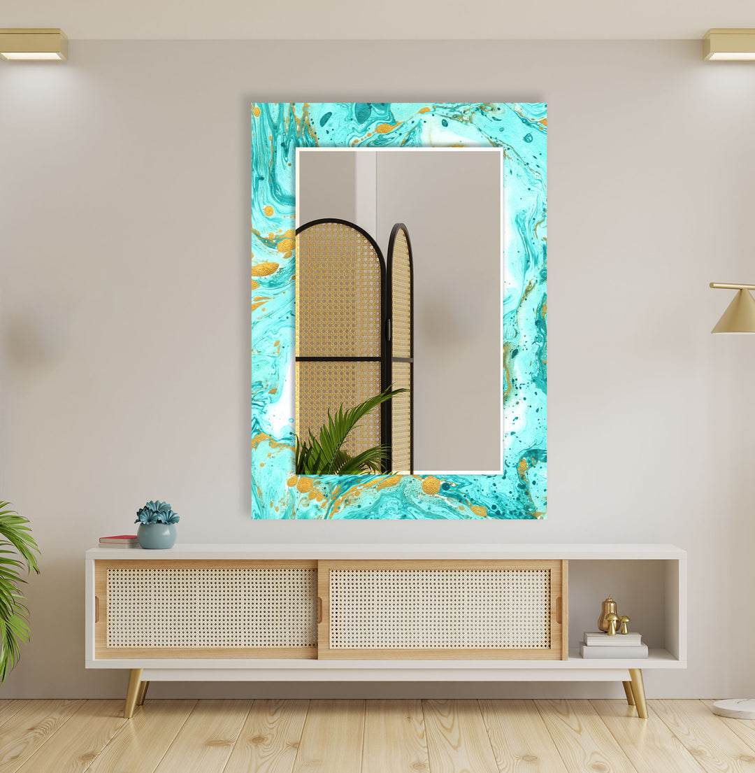 Turquoise Marble Wall Mirror Living Room Wall Mirror
