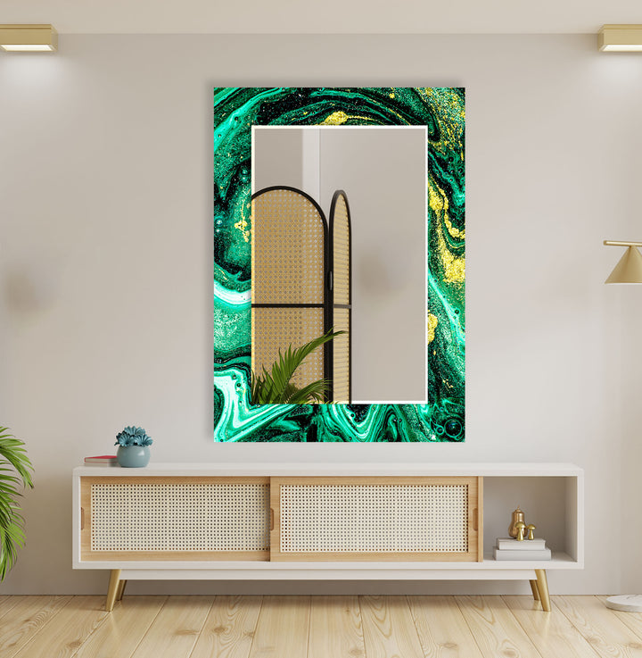 Green Epoxy Design Wall Mirror Gold Wall Mirror
