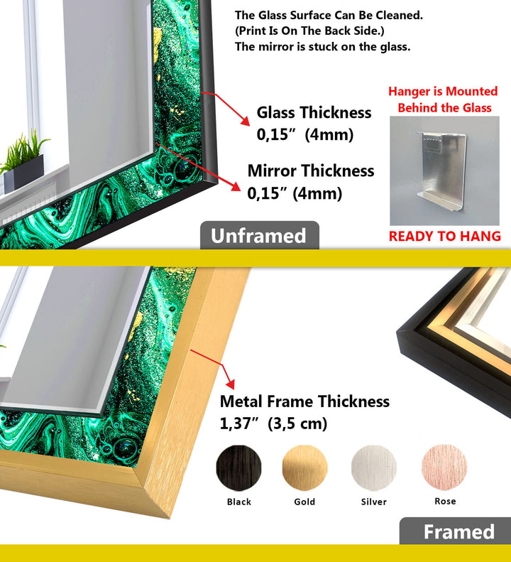 Green Epoxy Design Wall Mirror