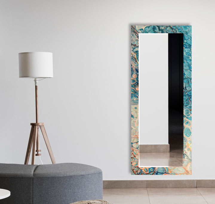 Blue & Silver Marble Wall Mirrors Blue Mirror
