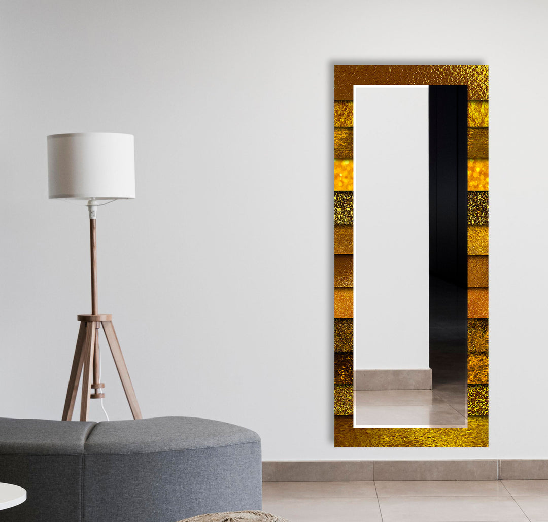 Orange with Golden Details Wall Mirrors Marble Wall Mirror
