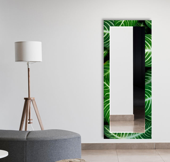 Stained Green Leafs Wall Mirror gold mirror
