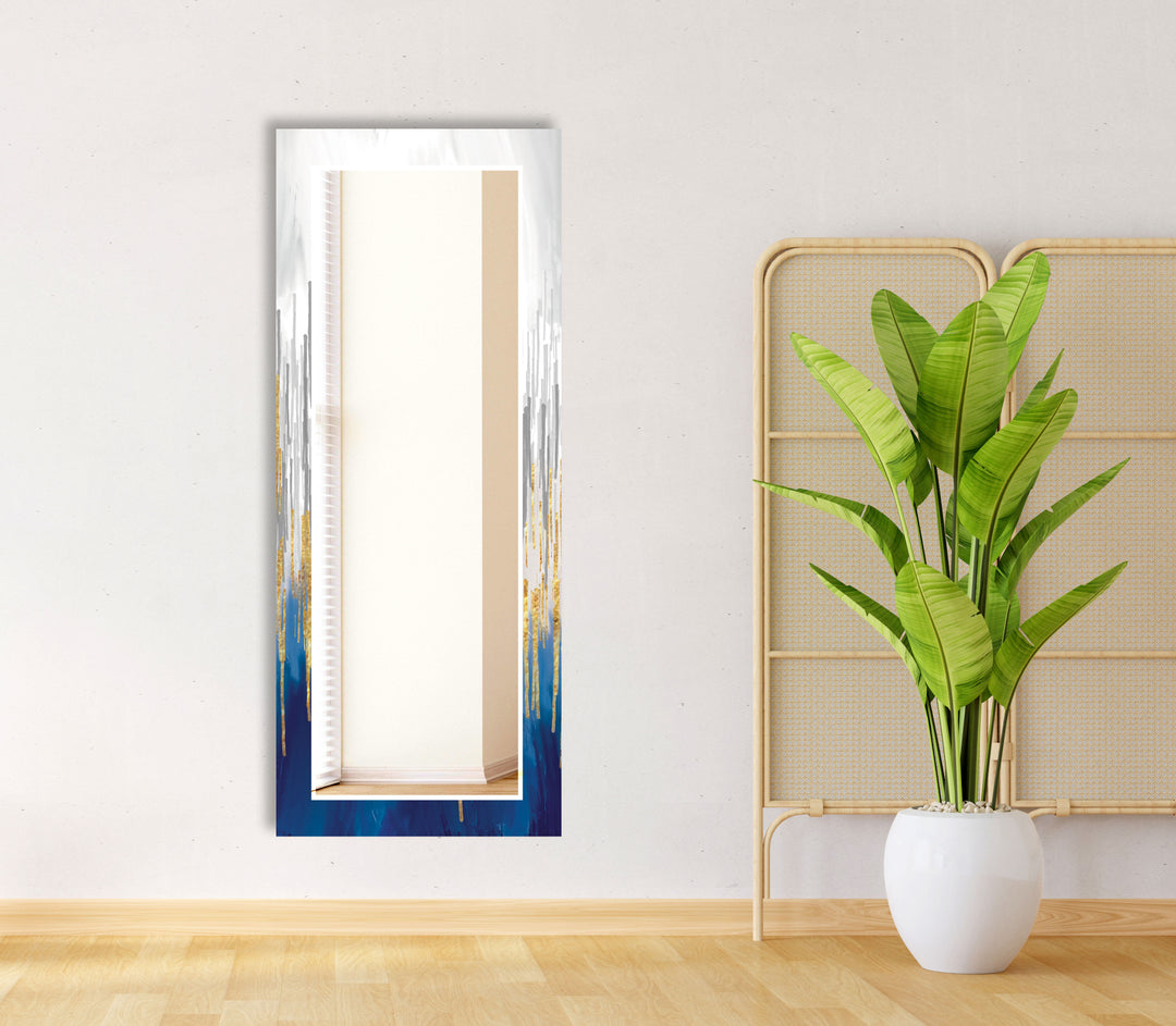 Marble White & Blue Golden Wall Mirror Dining Room Mirror
