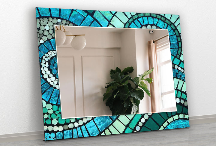 Green & Blue Mosaic Wall Mirror Small Mirror
