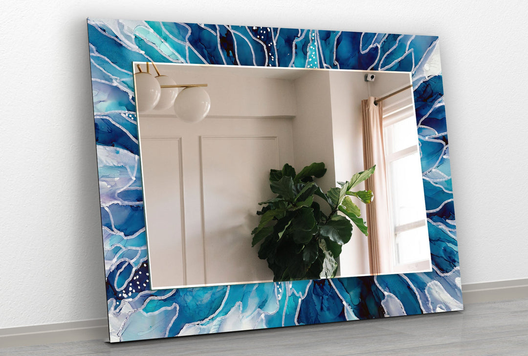 Blue Marble Abstract Wall Mirrors Bedroom Wall Mirror
