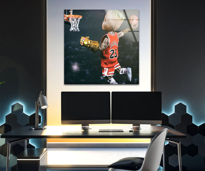 Marvel Groot Jordan Glass Wall Art print on glass, glass printed photos
