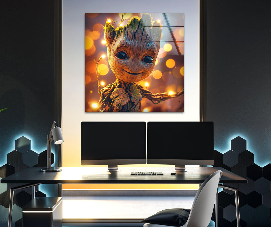 The Baby Groot Tempered Glass Wall Art Designs