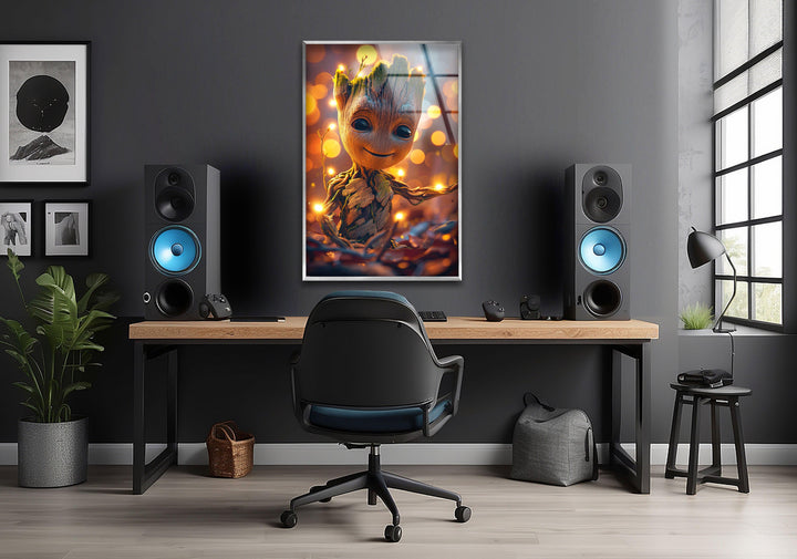 The Baby Groot Glass Wall Art for Home Decor