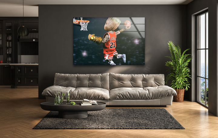 Marvel Groot Jordan Glass Wall Art photo print on glass, prints on glass wall art
