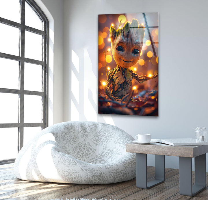 The Baby Groot Tempered Glass Wall Art for Living