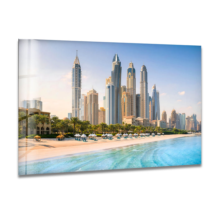 Luxury and Modernity: Dubai Marina Beach Glass Wall Art
