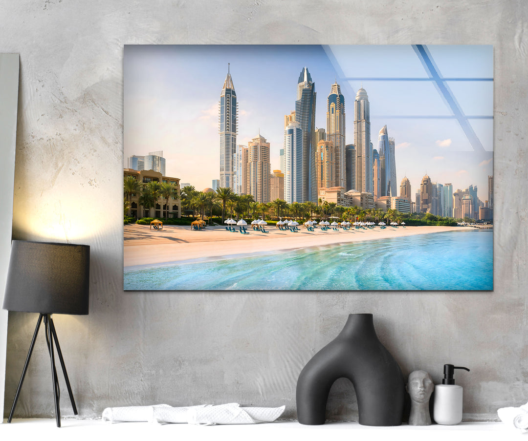 Experience the Glamour of Dubai with This Striking Glass Wall Art
