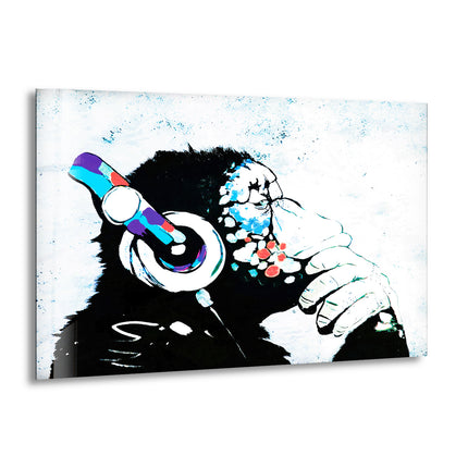 Banksy Dj Monkey Glass Wall Art - Artdesigna Glass Printing Wall Arts - Banksy Art for Sale - Transform your living space with our exquisite collection of Banksy Glass Wall Art, designed to bring a touch of contemporary street art into your home. Whether you are an avid art collector or simply looking to add some vibrant flair to your walls, our selection of Banksy wall art is perfect for every taste and style.