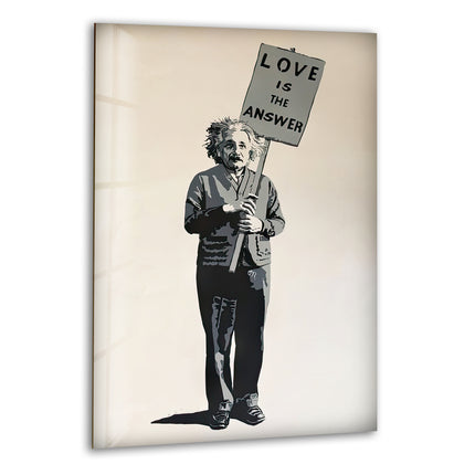 Banksy Einstein Love is the Answer Glass Wall Art - Artdesigna Glass Printing Wall Arts - Banksy Art for Sale