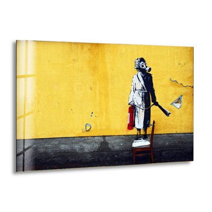 Banksy Woman with Gas Mask Tempered Glass Wall Art - Transform your home with Banksy wall art, available in various sizes and designs. Shop our collection of Banksy paintings for sale, including original art and prints. Buy Banksy art and enjoy the vibrant, thought-provoking imagery that defines his work.Artdesigna Glass Printing Wall Arts - Banksy Artwork for Sale