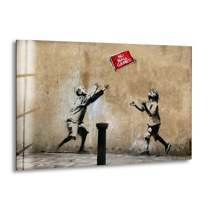 Banksy No Ball Games Glass Wall Art - Explore Banksy original art for sale and bring the renowned street artist's work into your space. Our collection includes large Banksy wall art, prints, and paintings. Purchase Banksy art and add a bold, artistic touch to your home decor today.