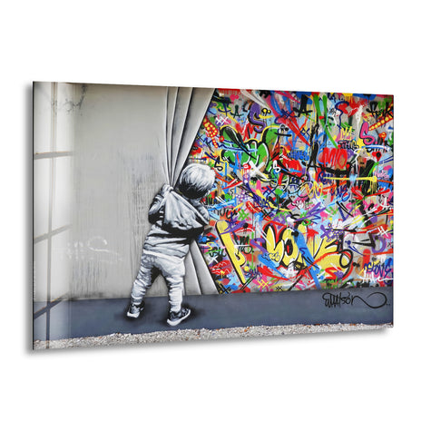 Banksy Street Art Graffiti Glass Wall Art.Banksy Art for Sale