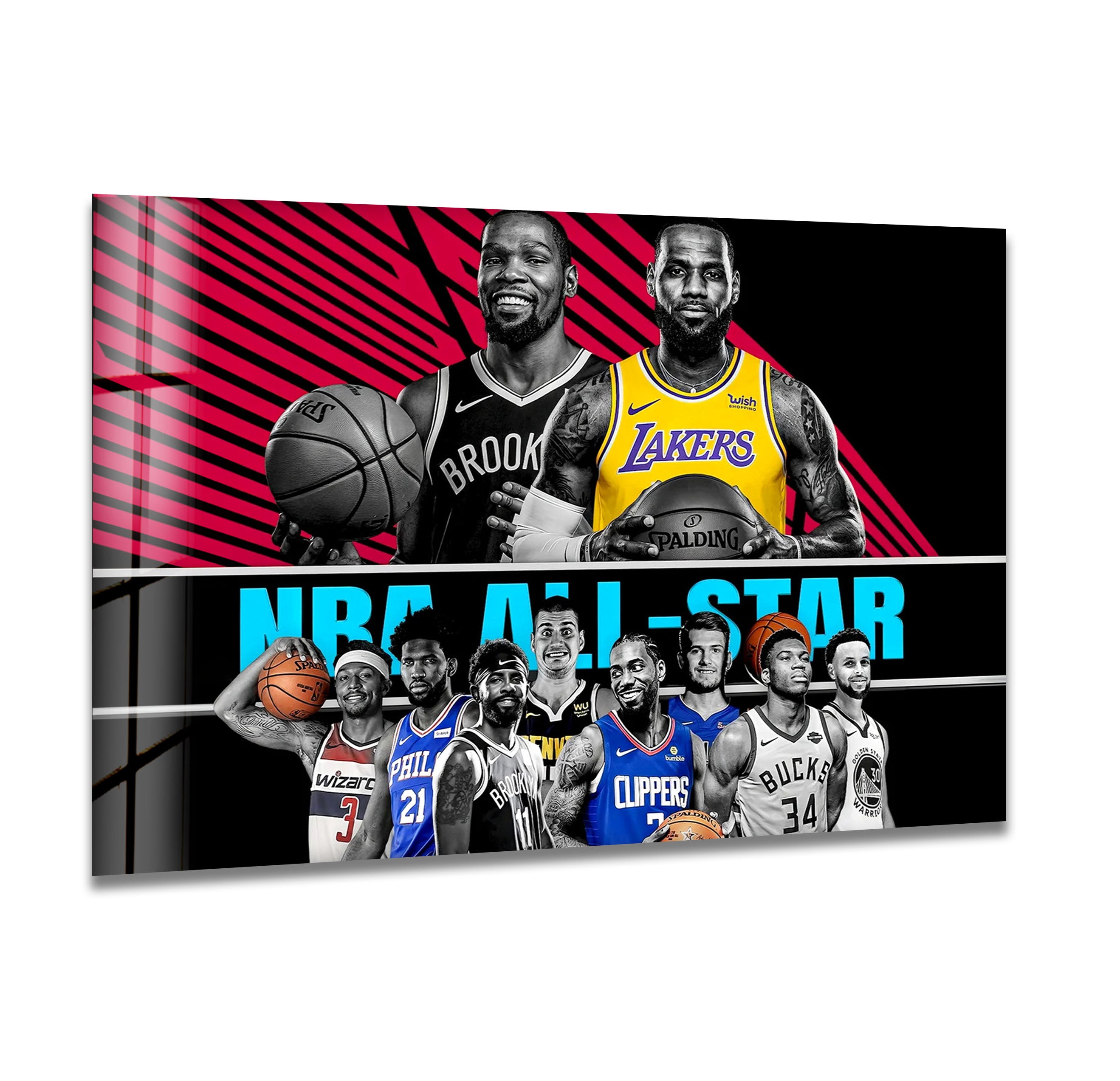 NBA All Star Players Glass Wall Art large glass photo prints, glass wall photos
