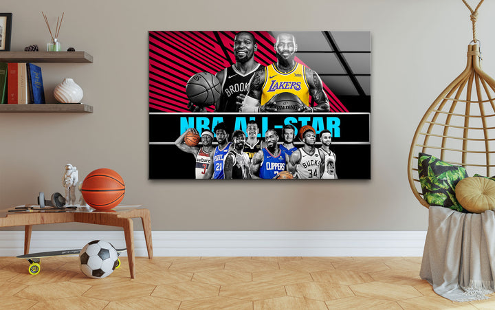 NBA All Star Players Glass Wall Art stained glass wall art, stained glass wall decor
