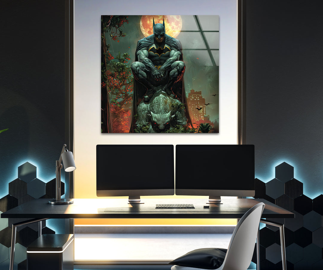 Batman Art Glass Wall Art glass art painting, glass art for the Wall
