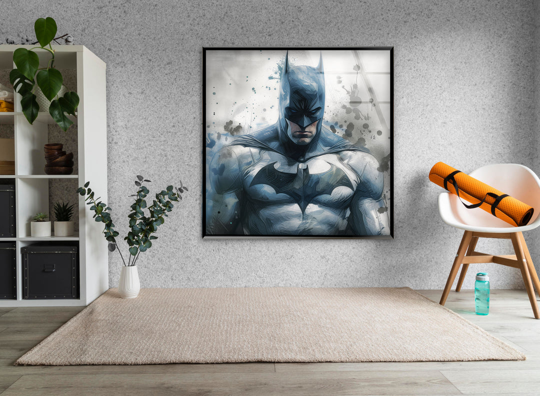 Batman Painting Glass Wall Art, picture on glass wall art, photos printed on glass