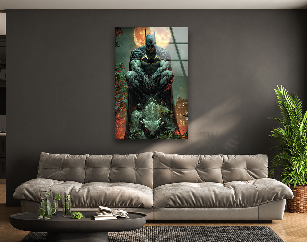 Batman Art Glass Wall Art print picture on glass, Tempered Glass Wall Art
