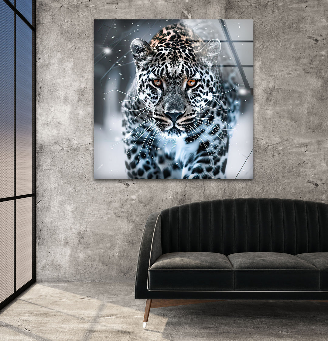 Black and White Leopard Glass Wall Art photo print on glass, prints on glass wall art
