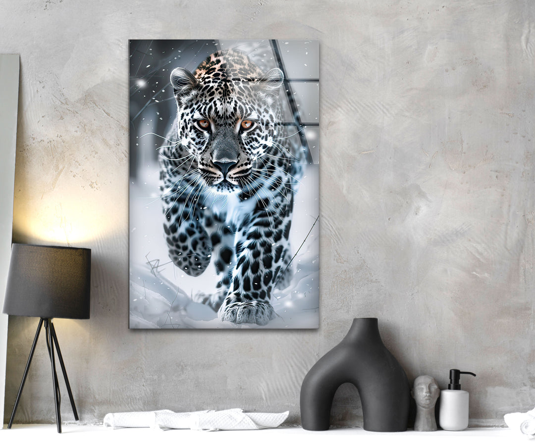 Black and White Leopard Glass Wall Art glass photo prints, glass picture prints
