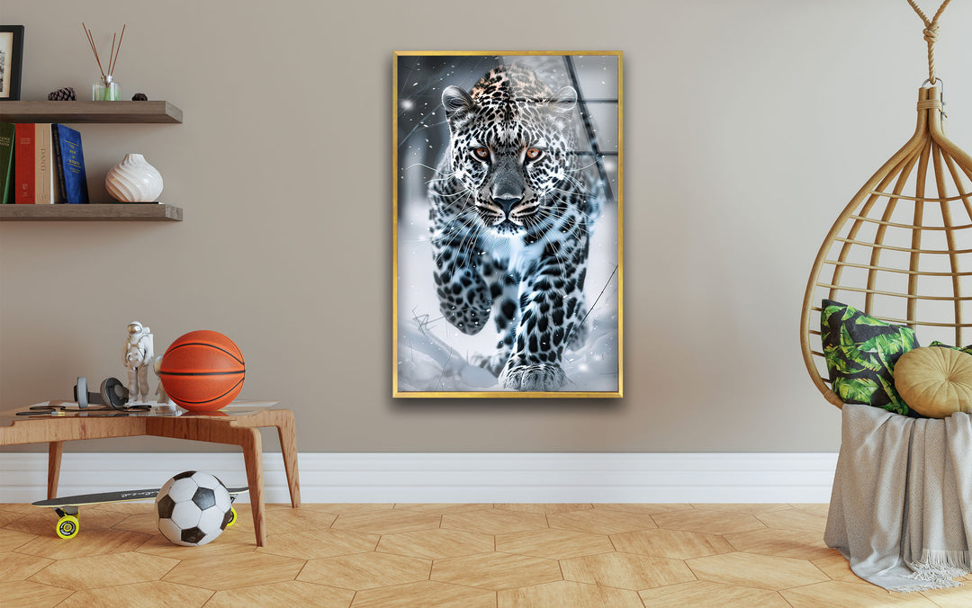 Black and White Leopard Glass Wall Art glass image printing, glass prints from photos
