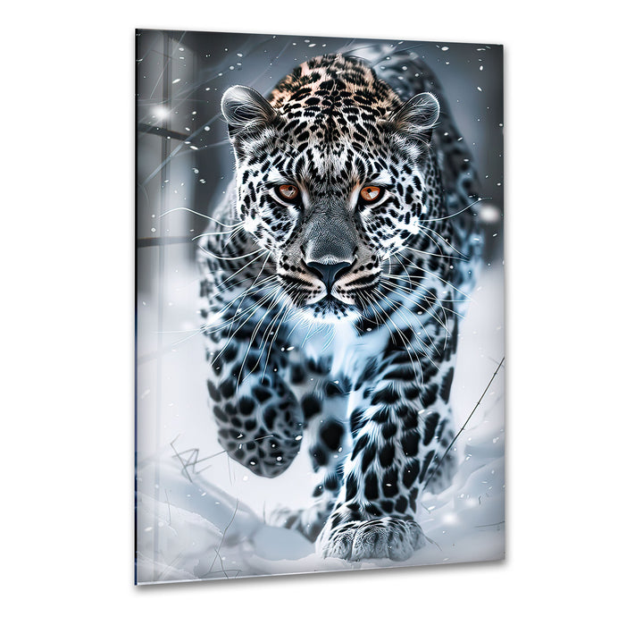 Black and White Leopard Glass Wall Art glass wall decor, glass wall art decor
