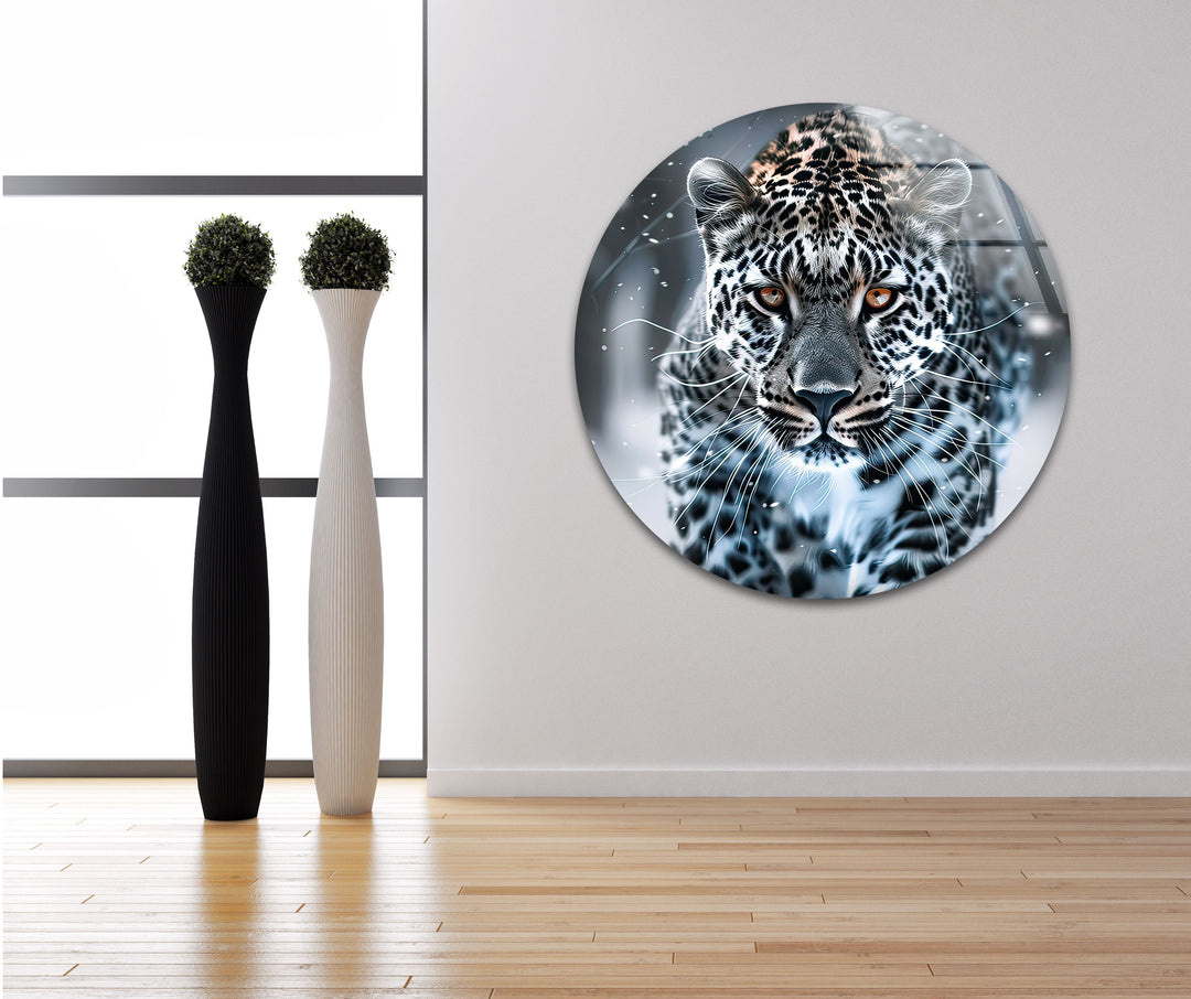 Black and White Leopard Glass Wall Art custom glass pictures, glass art prints
