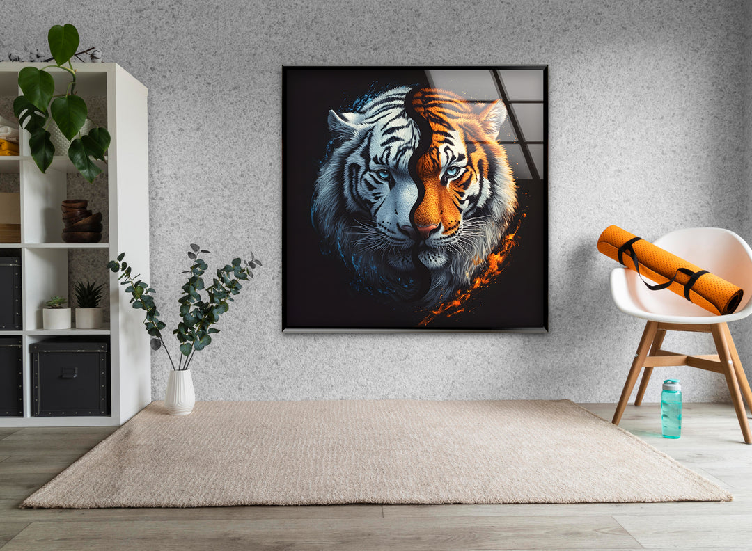 Tiger Swimming Underwater In the Pool Glass Wall Art glass pictures for Wall, glass prints wall art
