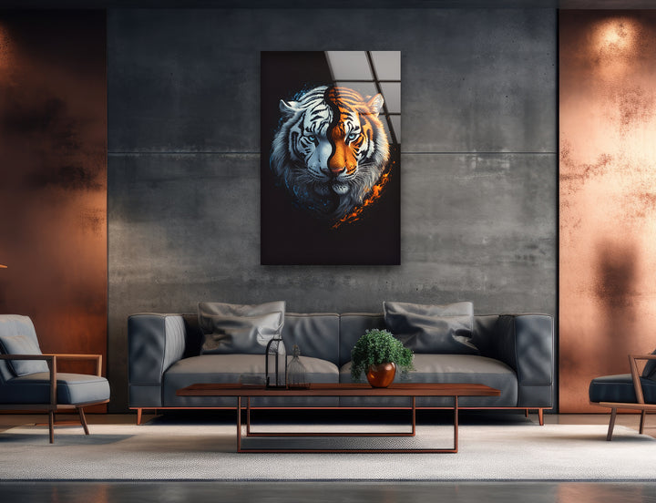 Tiger Swimming Underwater In the Pool Glass Wall Art  large glass photo prints, glass wall photos
