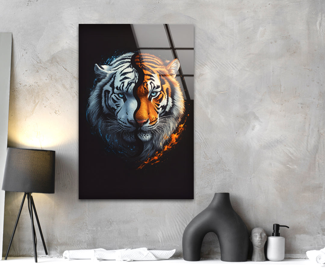 Tiger Swimming Underwater In the Pool Glass Wall Art custom glass photo prints, large glass prints
