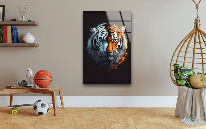 Tiger Swimming Underwater In the Pool Glass Wall Art picture on glass wall art, photos printed on glass
