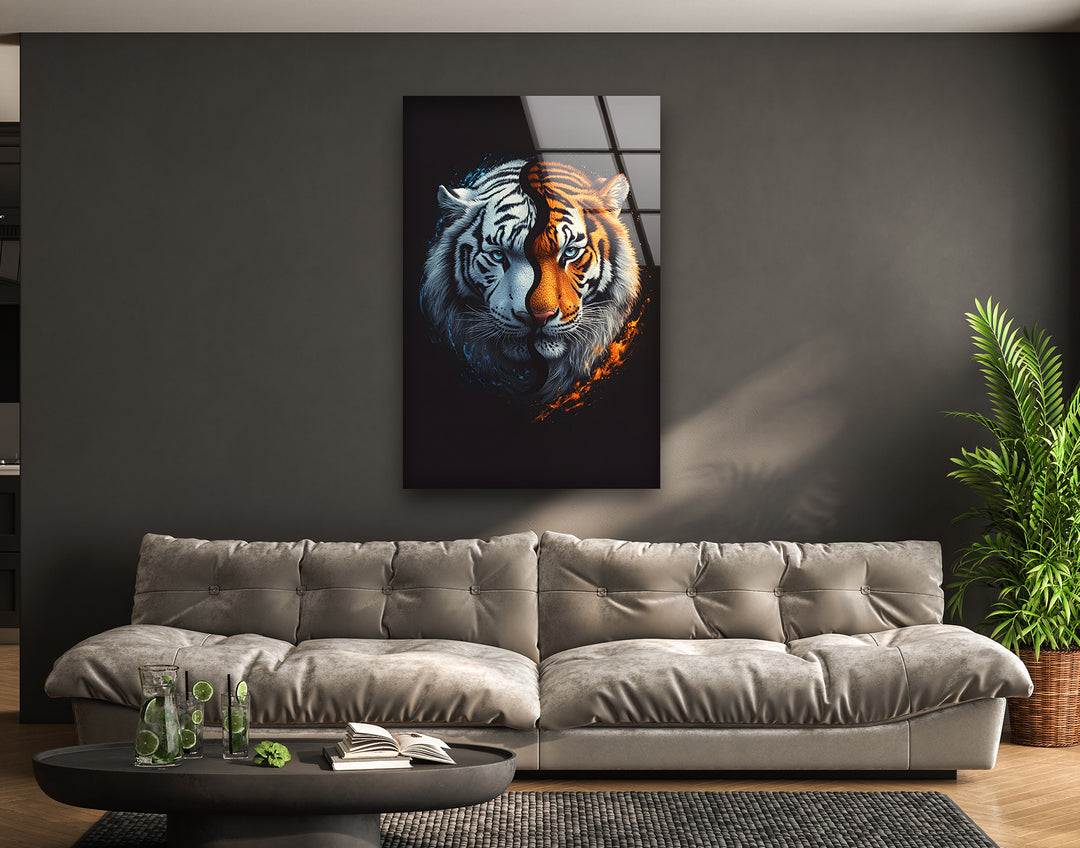 Tiger Swimming Underwater In the Pool Glass Wall Art Glass Printing Wall Art, Print photos on glass
