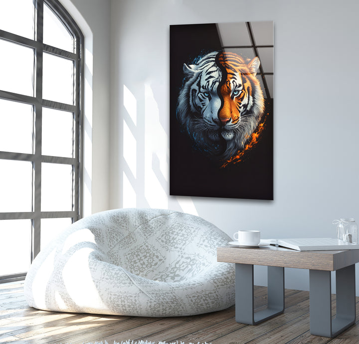 Tiger Swimming Underwater In the Pool Glass Wall Art print on glass, glass printed photos
