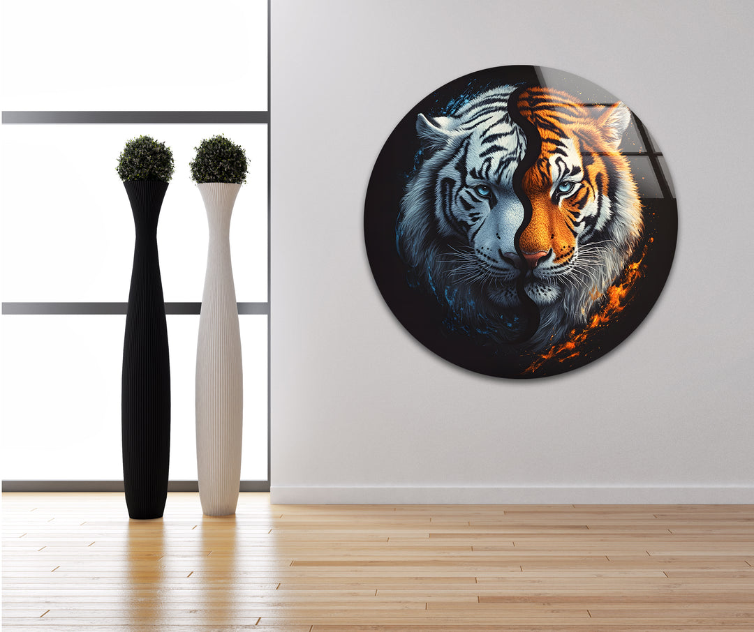 Tiger Swimming Underwater In the Pool Glass Wall Art glass photo prints, glass picture prints
