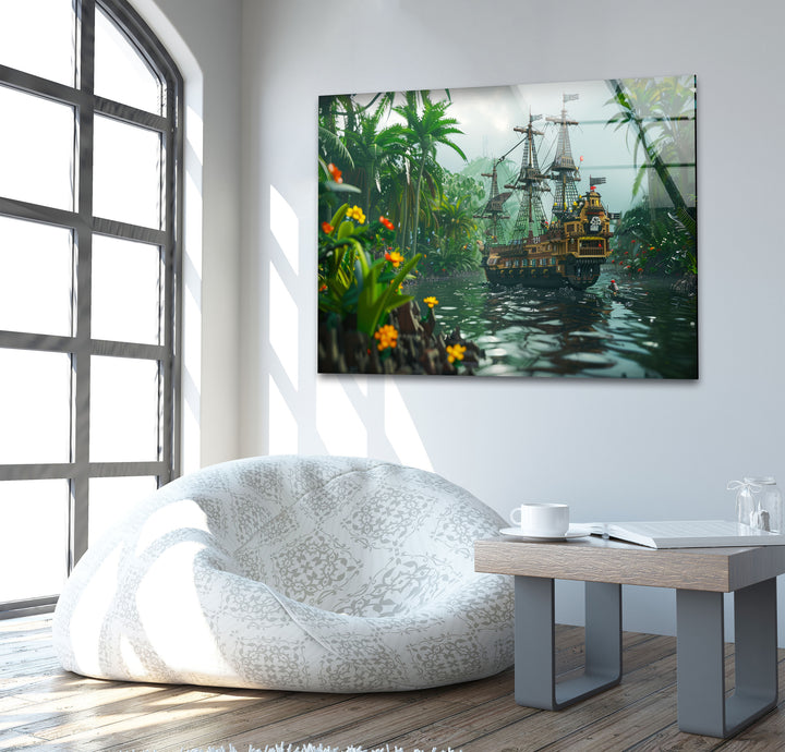 Black Pearl Lego Glass Wall Art print on glass, glass printed photos