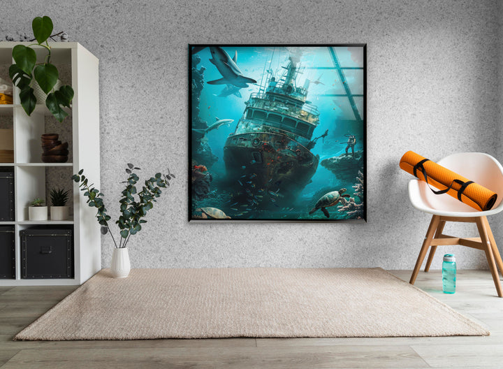 Sunken Ship Glass Wall Art