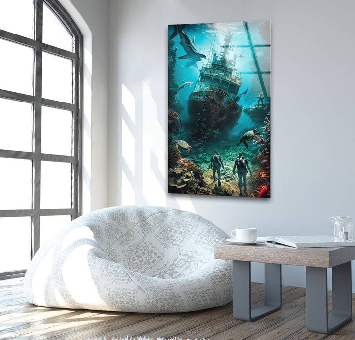 Sunken Ship Glass Wall Art