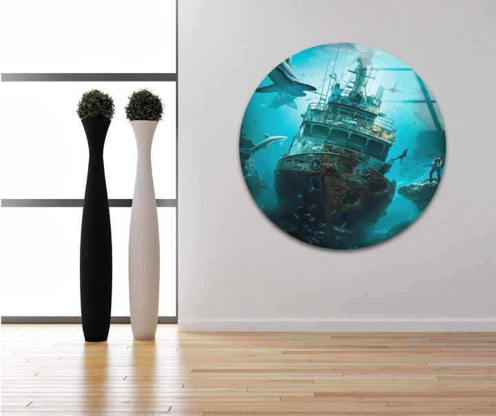 Sunken Ship Glass Wall Art