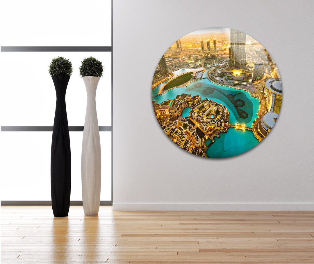 Modern Dubai Skyline: High Definition Glass Wall Art of the City’s Beauty
