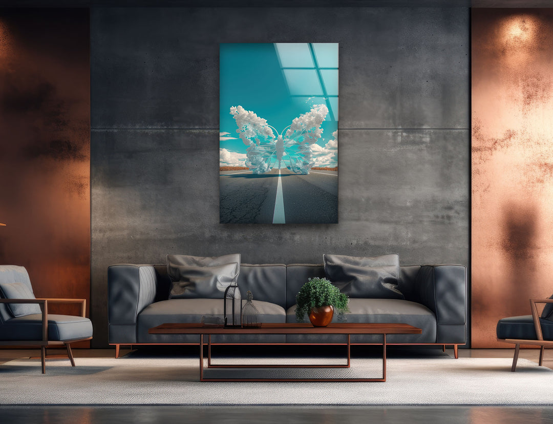 Butterfly From Cloud Glass Wall Art